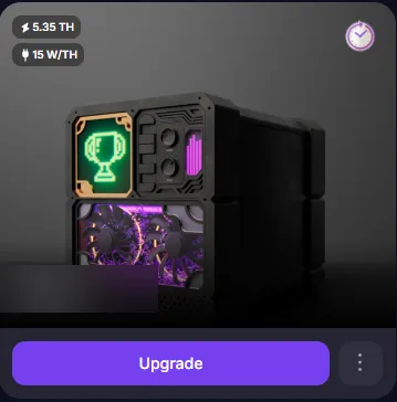 GoMining Digital Miner card with hashrate and efficiency